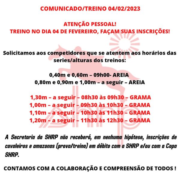 Comunicado Treino 04022023