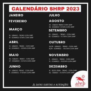 Calendário SHRP 2023 Atualizado