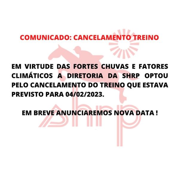 Cancelamento treino 04-02-2023